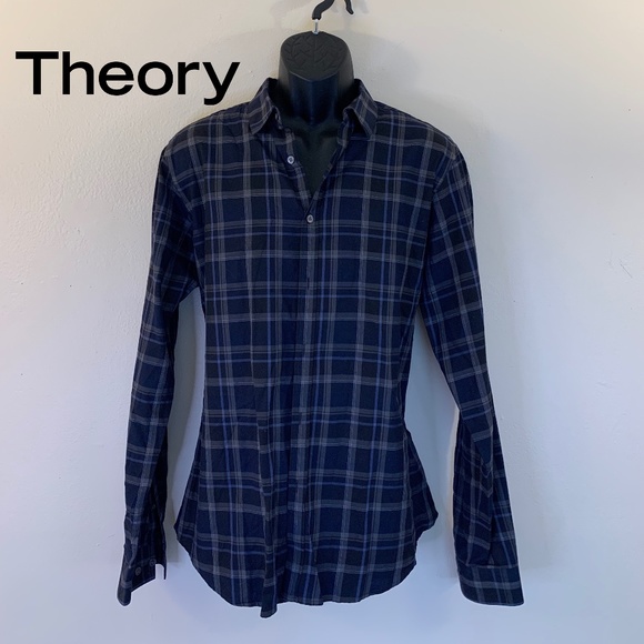 Theory Other - Theory Plaid Long Sleeve Shirt Large 100% Cotton